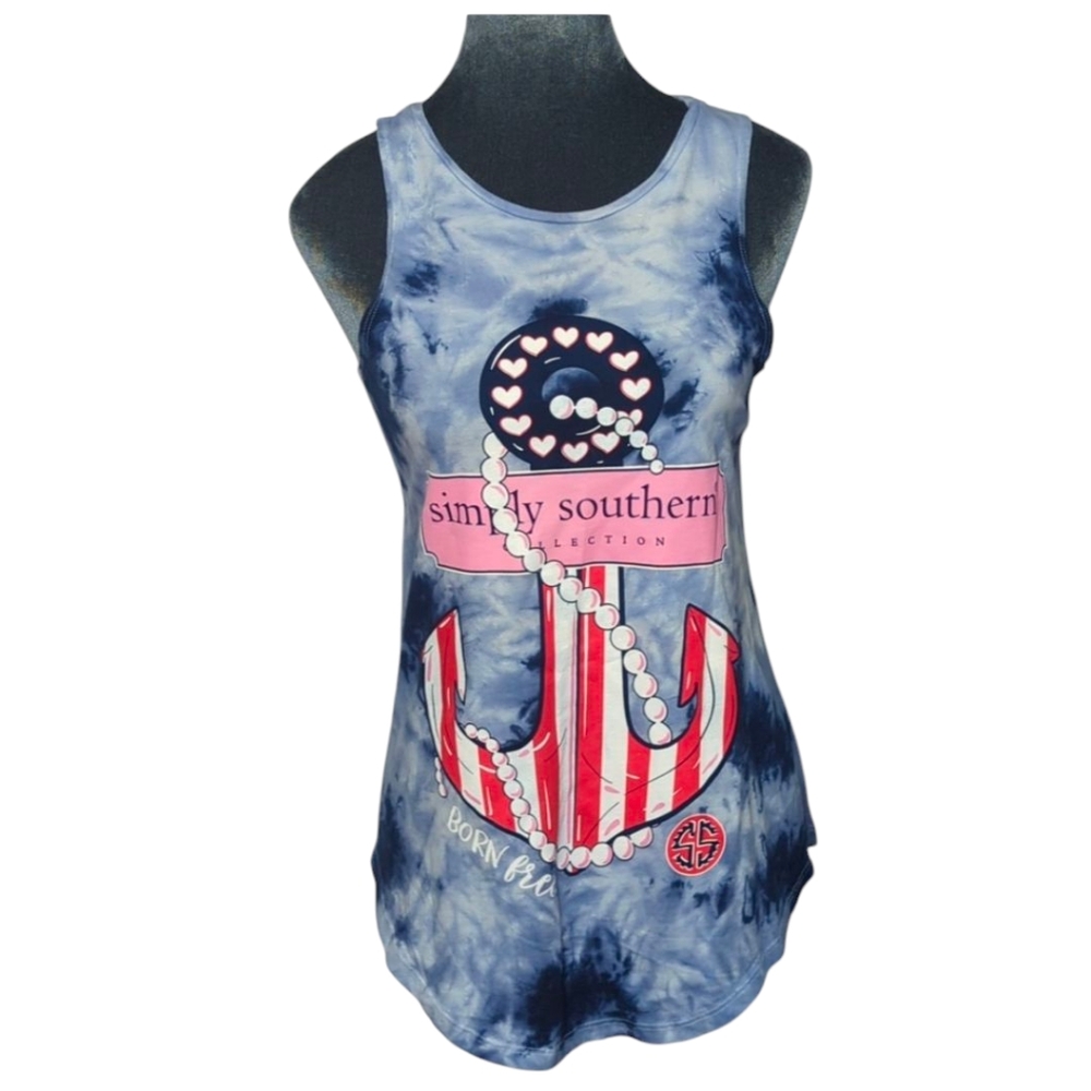 Simply Southern Born Free Tie Dye Tank Top Size Small